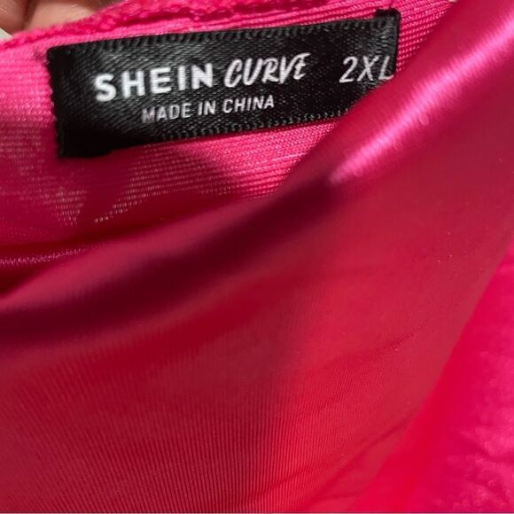 2/$30 Shein Plus Satin Drawstring Side Bodycon Cowlneck Dress - Picture 5 of 7